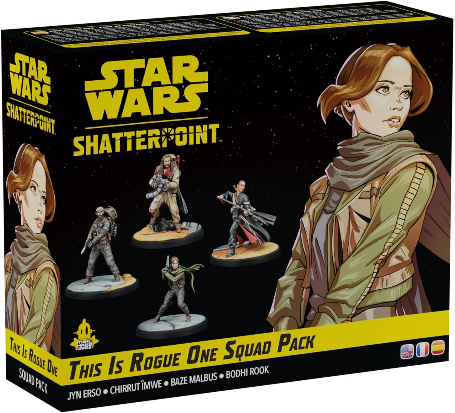 Star Wars Shatterpoint: This Is Rogue One Squad Pack box, featuring Jyn Erso art and 4 character miniatures.