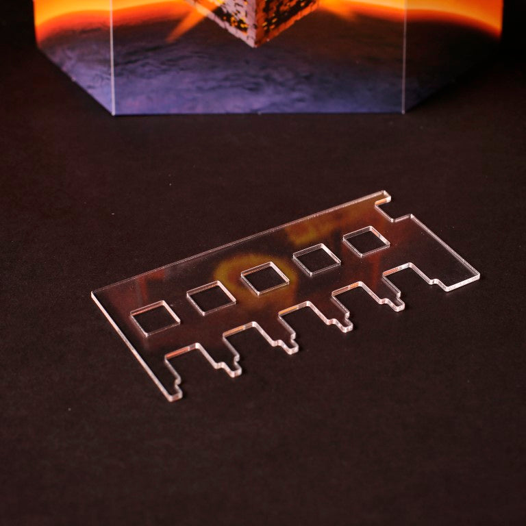 Laserox Inserts for Roll for the Galaxy, showing a close-up of the wooden insert