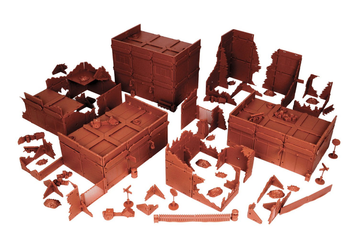 Contents layout of TerrainCrate City Battle set showing detailed terrain pieces