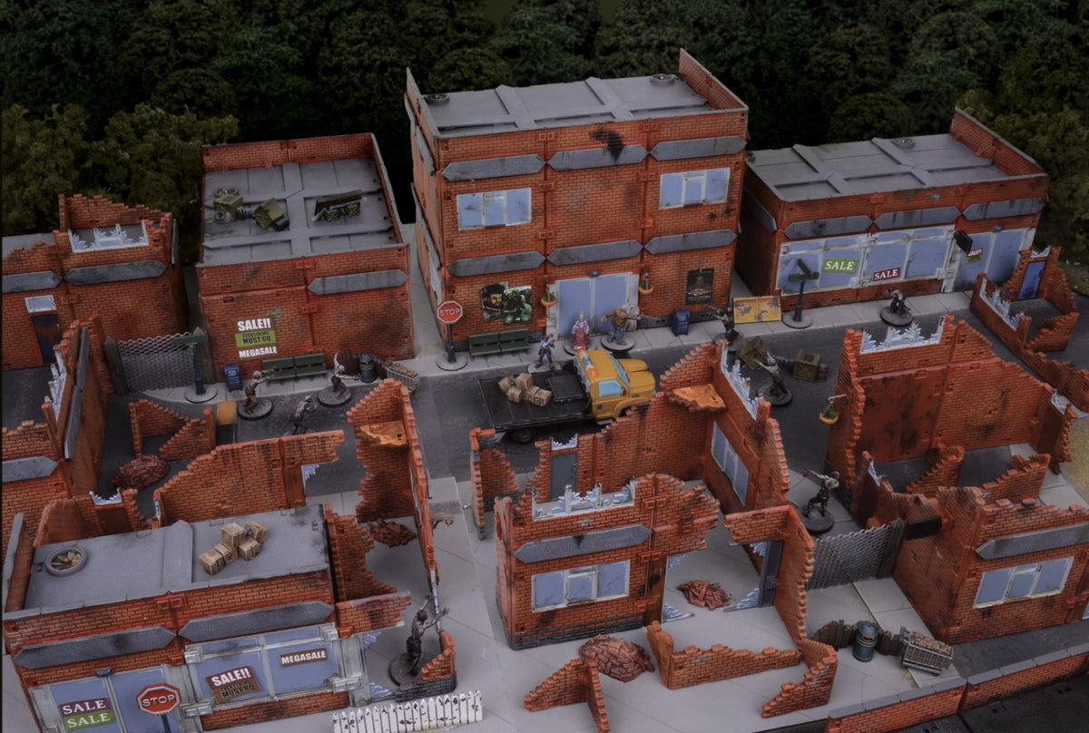 TerrainCrate City Battle terrain pieces assembled in a city battle scene