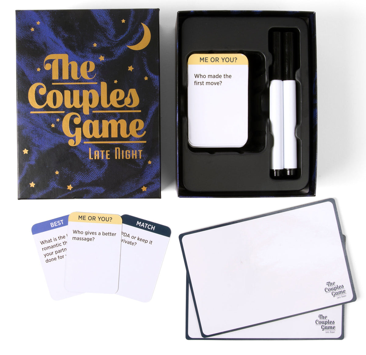 The Couples Game Late Night box with cards and open packaging displayed