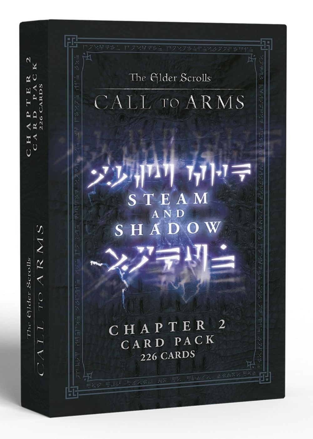 Black box for The Elder Scrolls: Call to Arms - Steam and Shadow Chapter 2 Card Pack, with glowing blue text