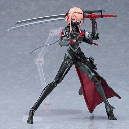 Rear view of Figma Samurai figure highlighting costume details and armor