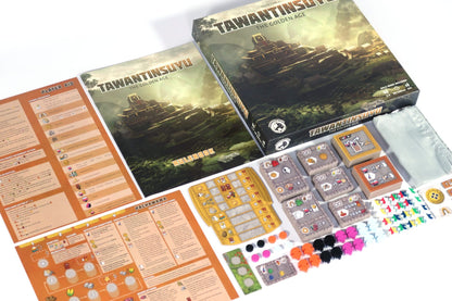 Tawantinsuyu game setup showing various player pieces