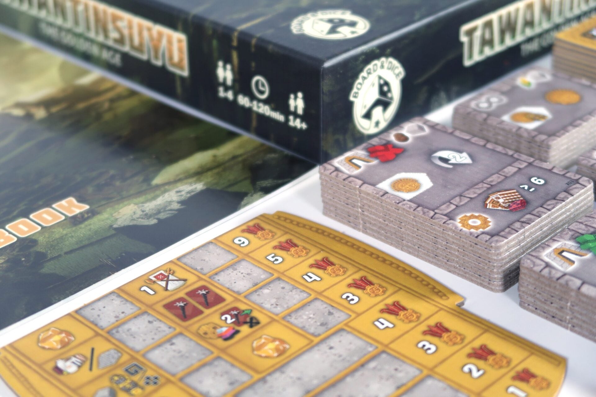 Detailed view of Tawantinsuyu cards and resources