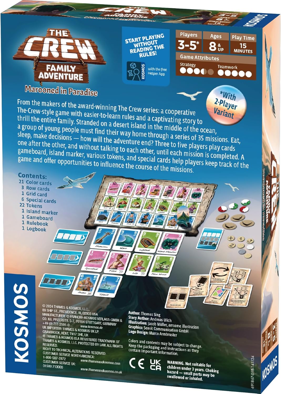 The Crew Family Adventure - Marooned in Paradise board game packaging box back view
