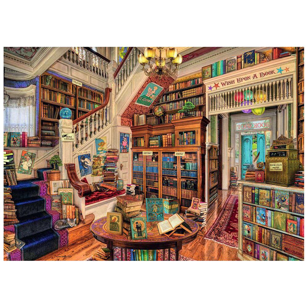 The Fantasy Bookshop 1000 Piece Jigsaw Puzzle completed puzzle view