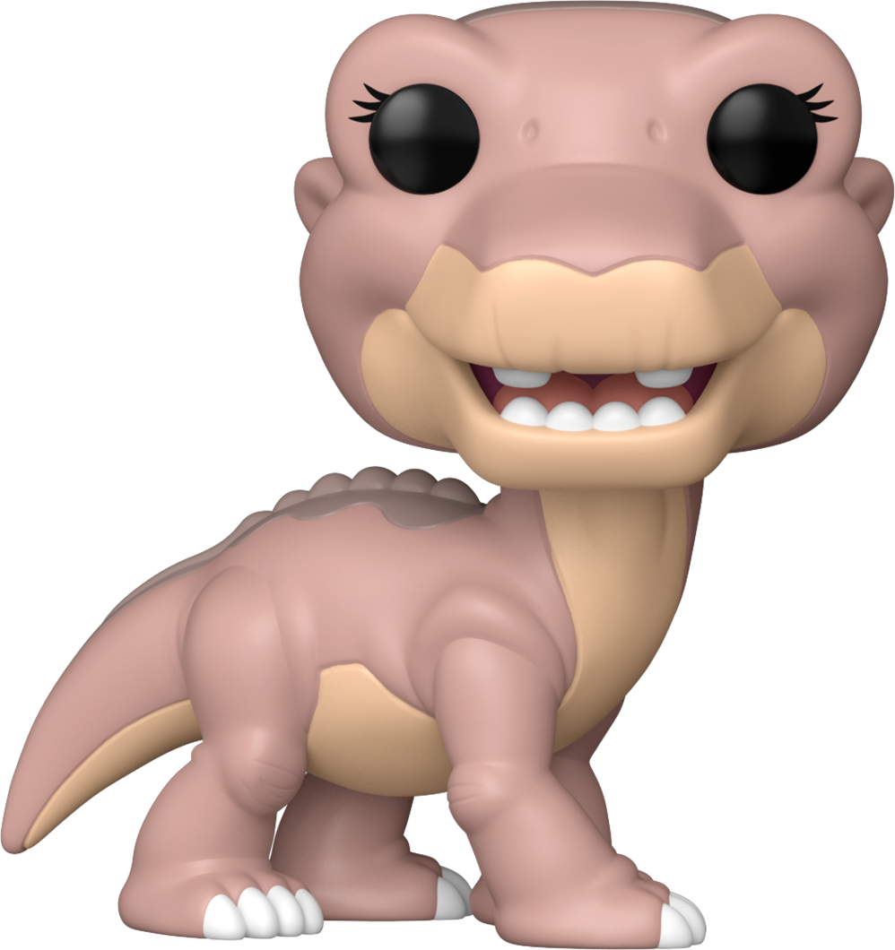 Pink and beige Funko Pop! Littlefoot figure with big eyes, eyelashes, and a wide toothy smile