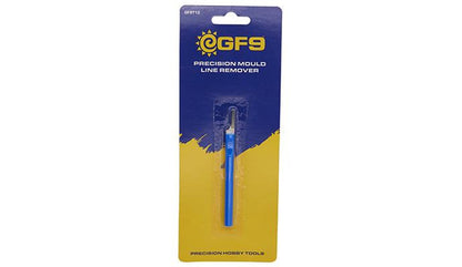 GF9 Precision Mould Line Remover tool, blue, displayed in its retail blister packaging