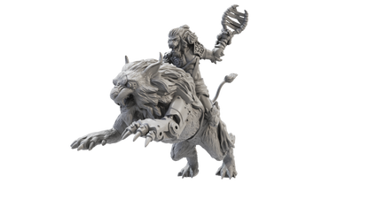 3D render of Tigrax, a muscular feline alien warrior in combat stance