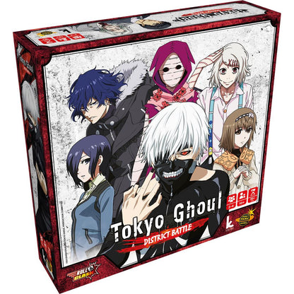 Tokyo Ghoul: District Battle board game box with Kaneki in a black ghoul mask and other anime characters