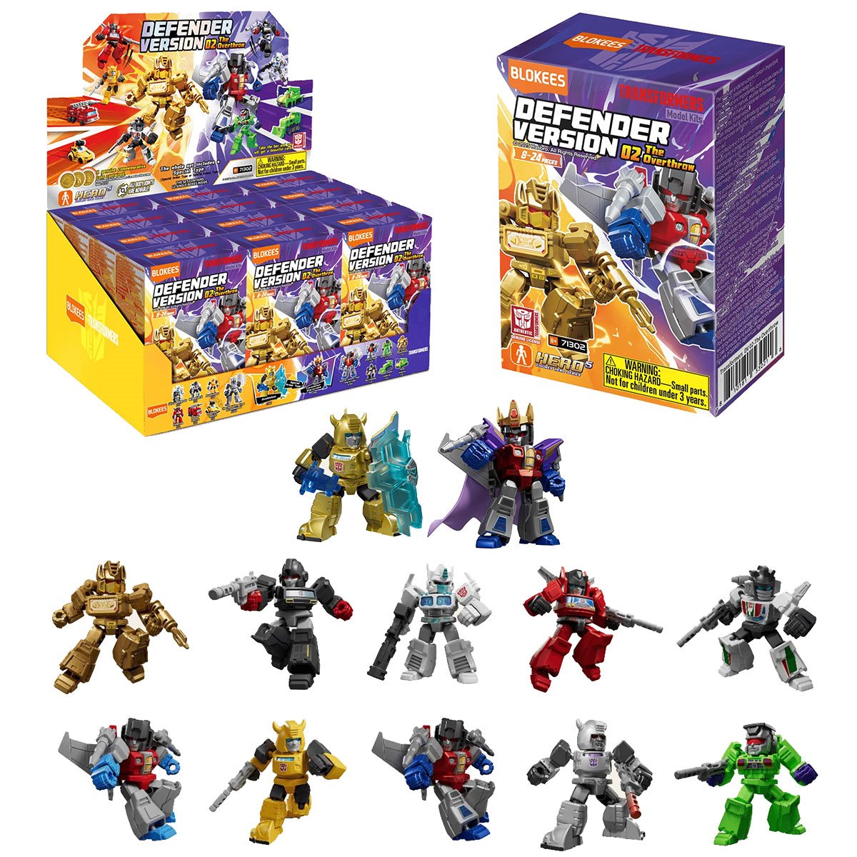 BLOKEES Transformers &#39;Defender Version 02: The Overthrow&#39; model kit display box with 10 assembled robots