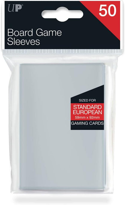 Pack of 50 translucent board game sleeves for 59x92mm Standard European gaming cards
