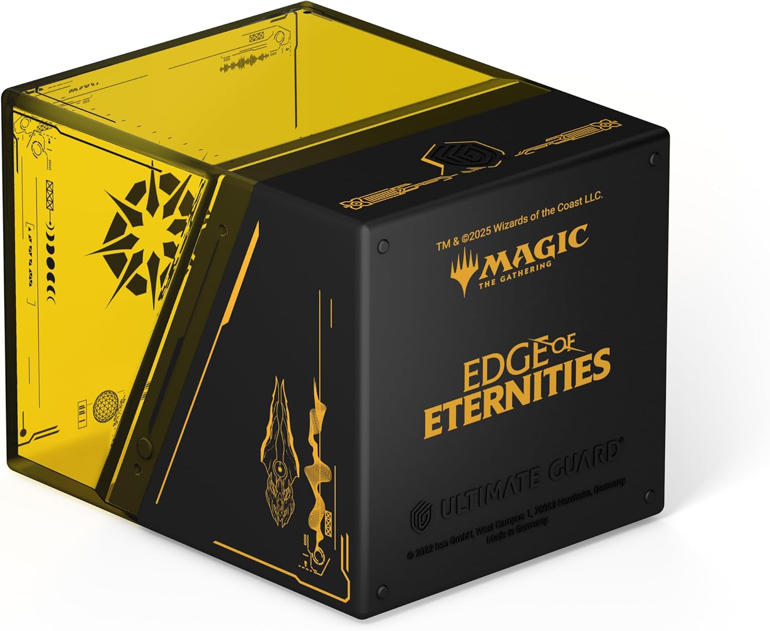 Black and translucent yellow "Edge of Eternities" Magic: The Gathering Ultimate Guard deck box