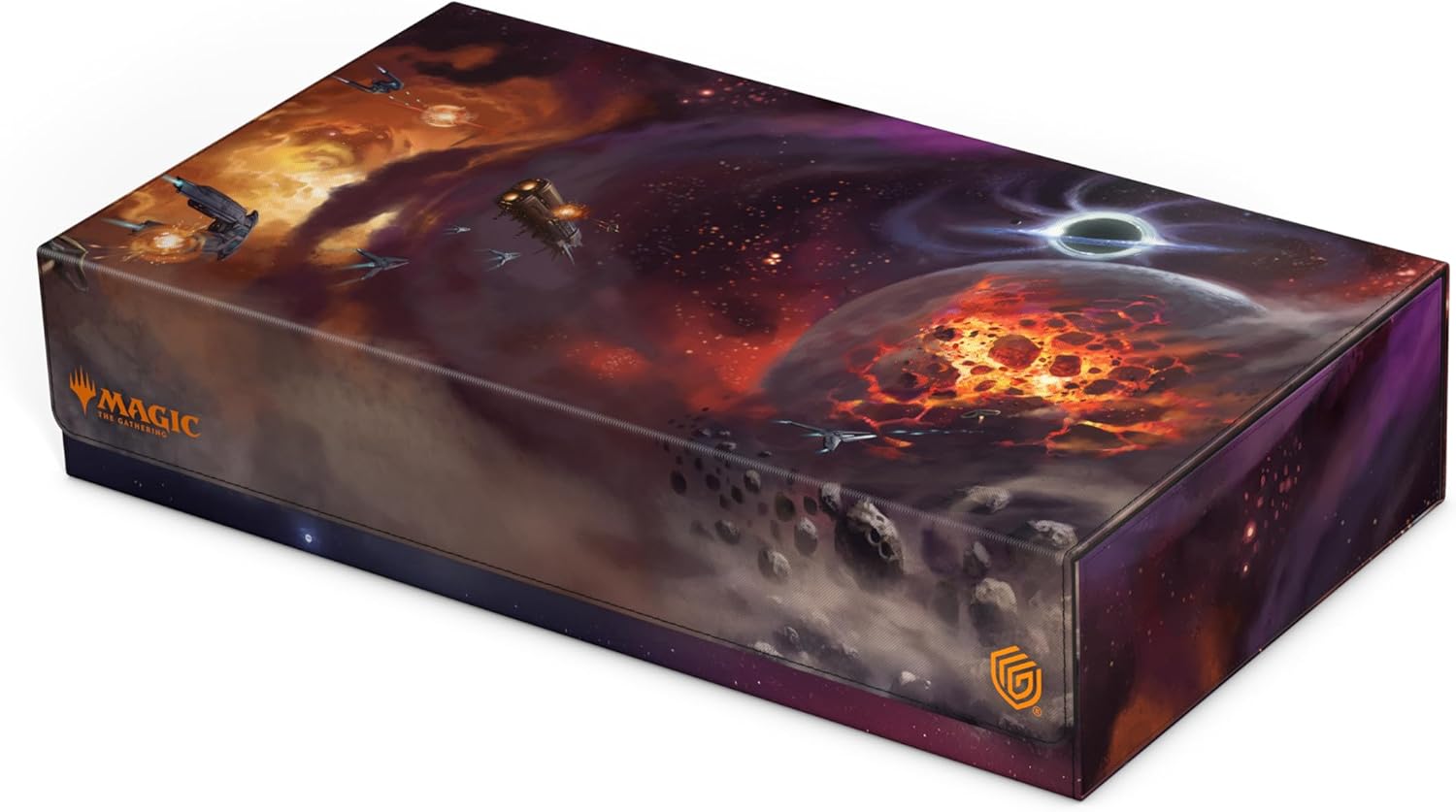 Magic: The Gathering box depicting spaceships fighting around a shattered, fiery planet and a black hole
