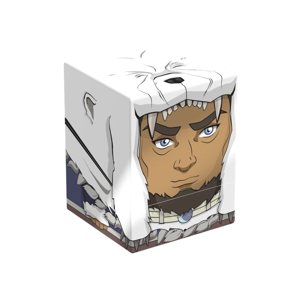 Square box showing an animated man wearing a white fur hood with sharp teeth