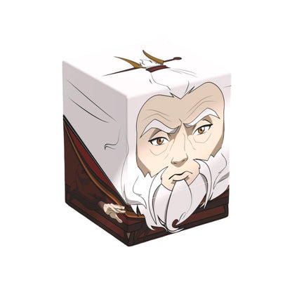 Storage cube featuring the animated face of a white-bearded elderly man