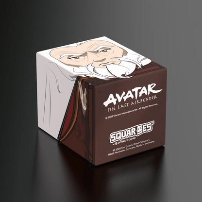A brown Avatar: The Last Airbender SQUARES product box featuring artwork of Uncle Iroh on the lid