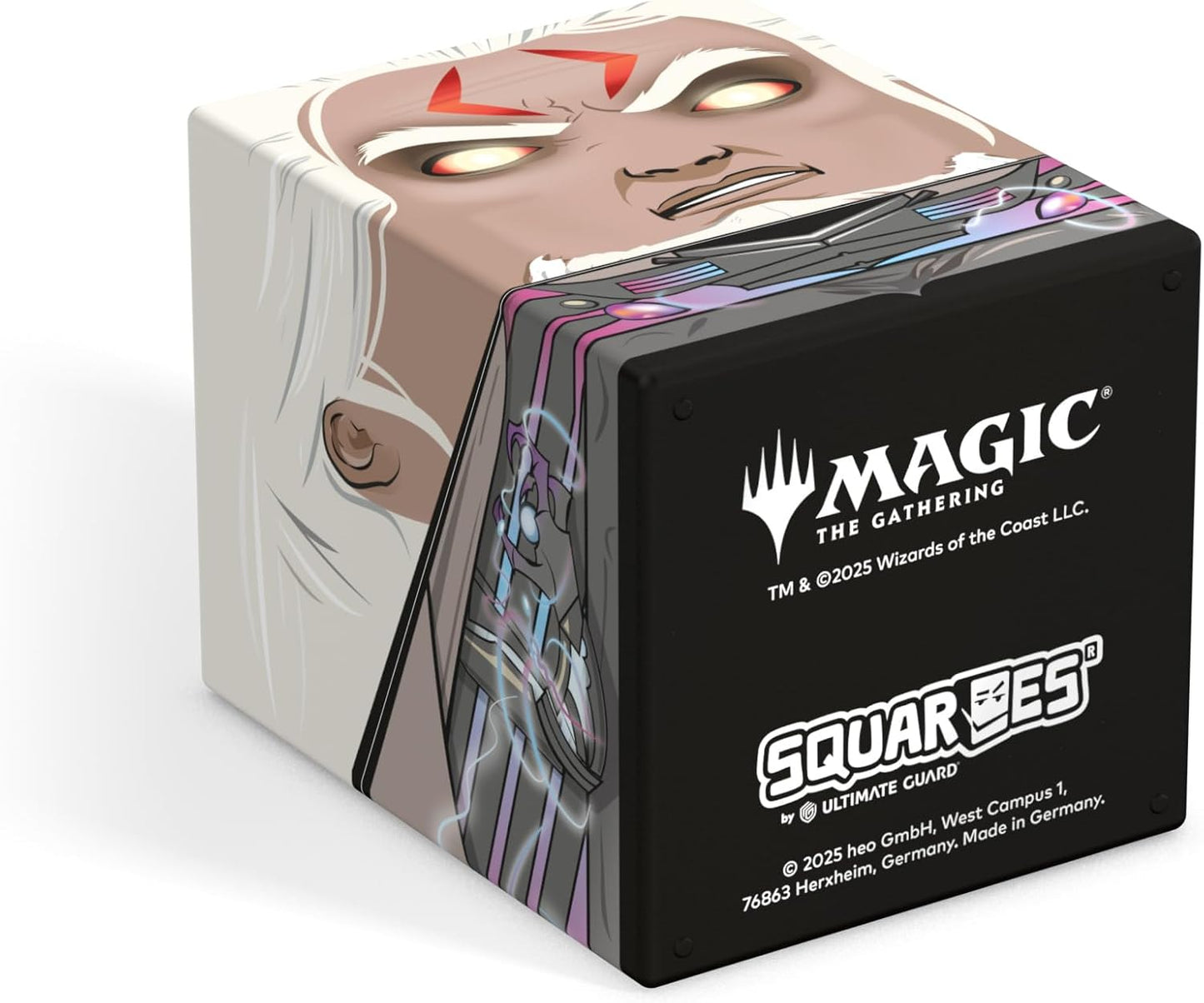 Magic: The Gathering deck box featuring an anime character with white hair and glowing orange eyes. MTG and Ultimate Guard logos