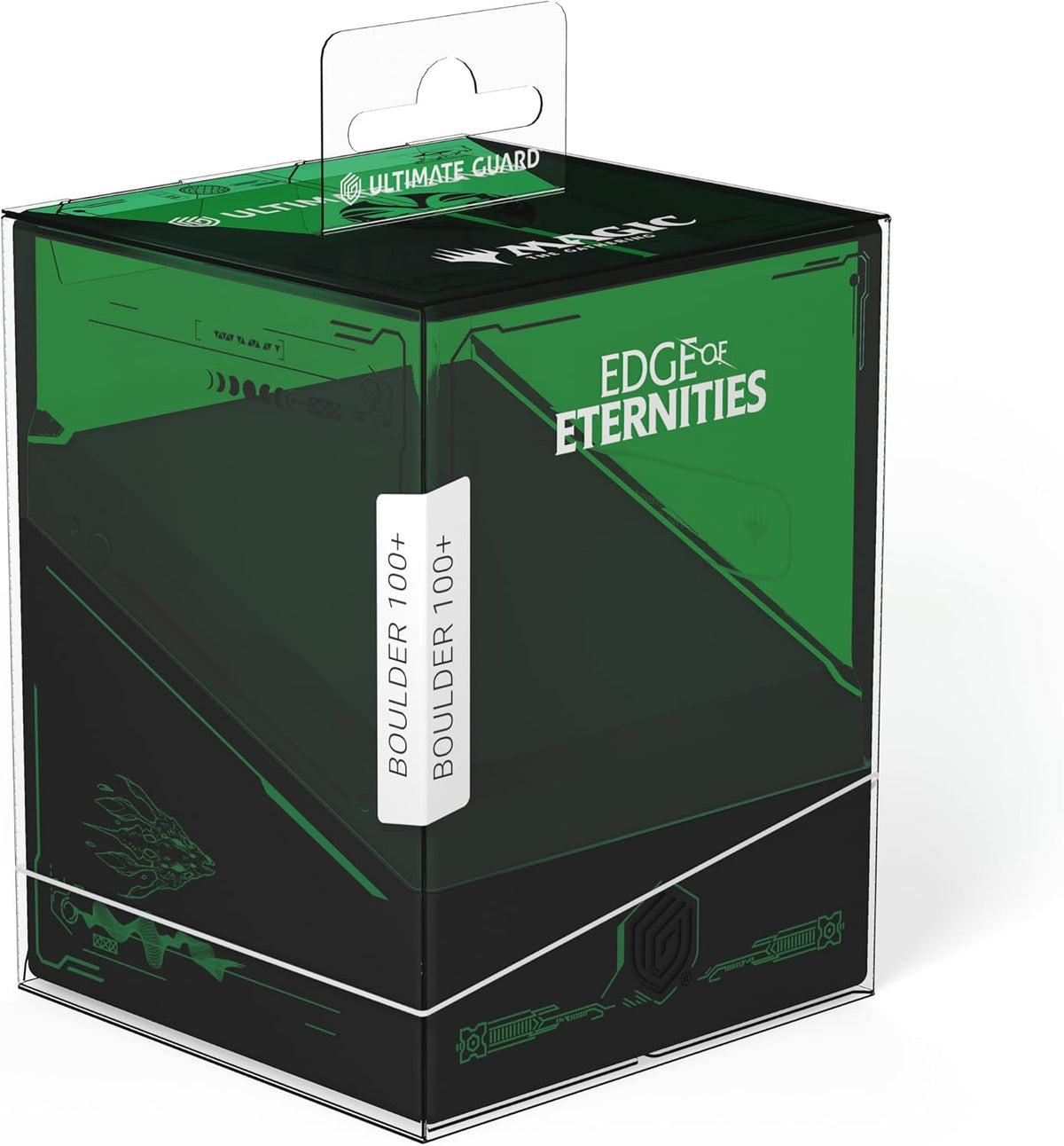 Ultimate Guard Boulder 100+ deck box  in clear retail packaging, black and green, themed &quot;Edge of Eternities&quot; for Magic: The Gathering