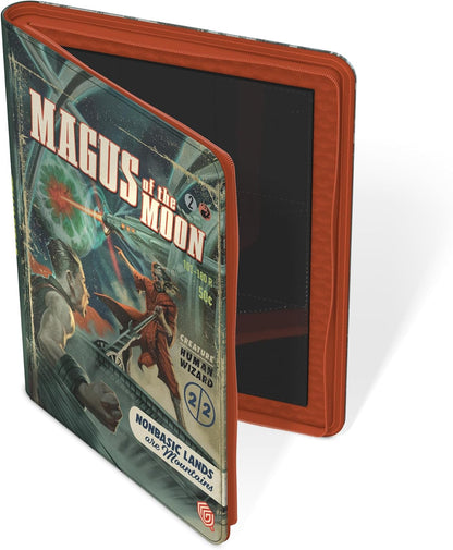 Trading card binder featuring vintage sci-fi art of Magus of the Moon: a wizard casts an energy blast at another figure