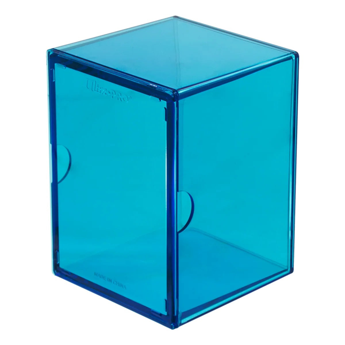 Translucent blue plastic Ultra Pro deck box (card storage container)
