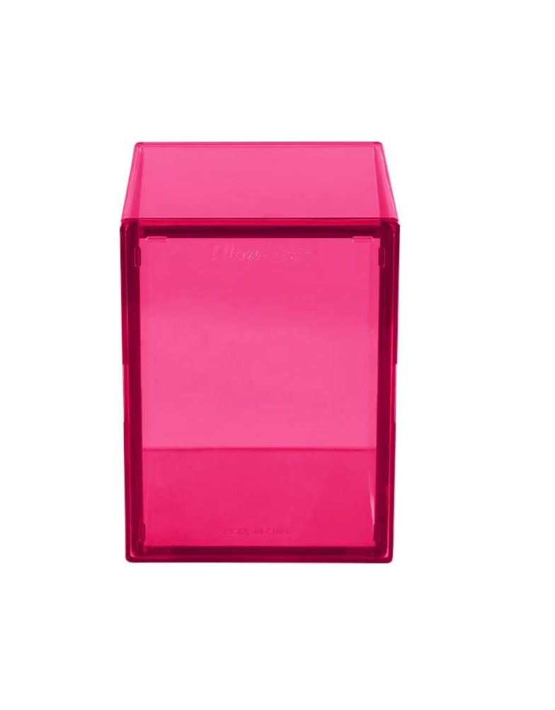 Hot pink translucent plastic card deck box shown vertically on a white background