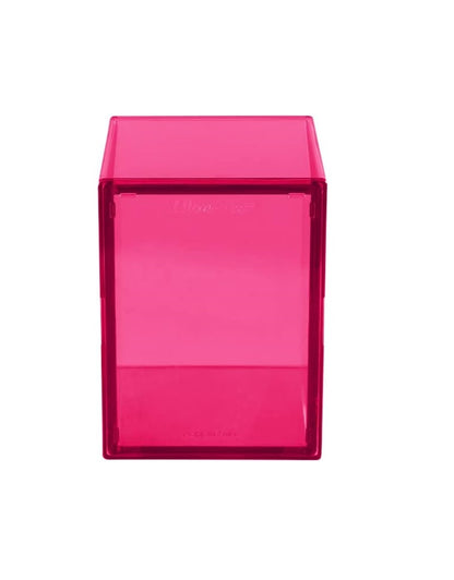 Hot pink translucent plastic card deck box shown vertically on a white background