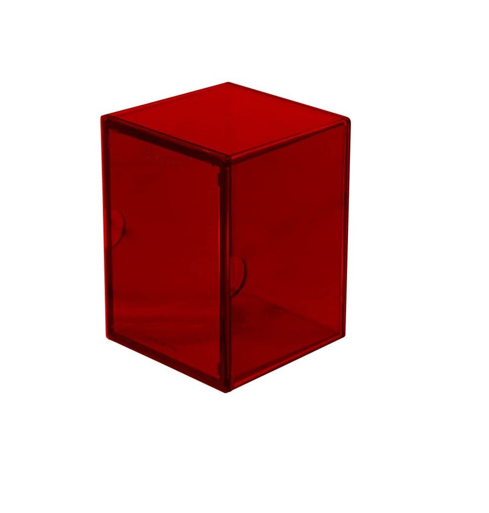 Translucent red plastic deck box for trading cards