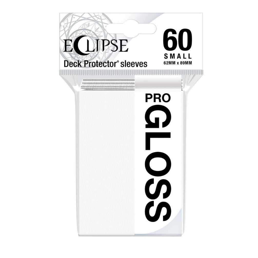 Package of 60 small white Eclipse Pro Gloss Deck Protector sleeves (62x89mm)