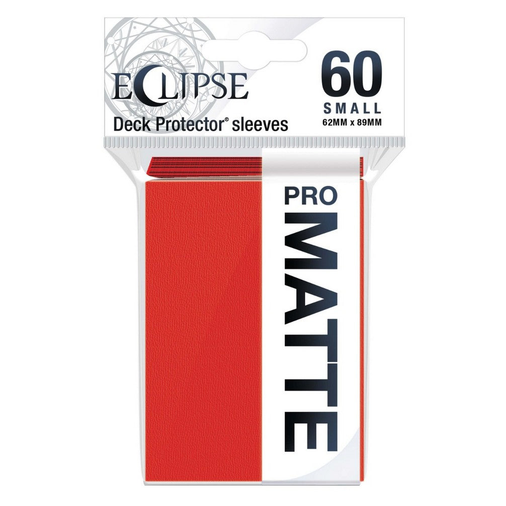 A pack of 60 red Eclipse Pro Matte small deck protector sleeves, 62mm x 89mm