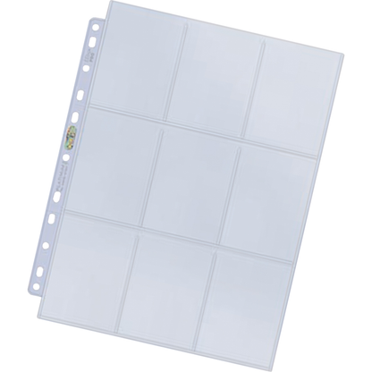 Clear plastic 9-pocket trading card page protector sleeve for binders