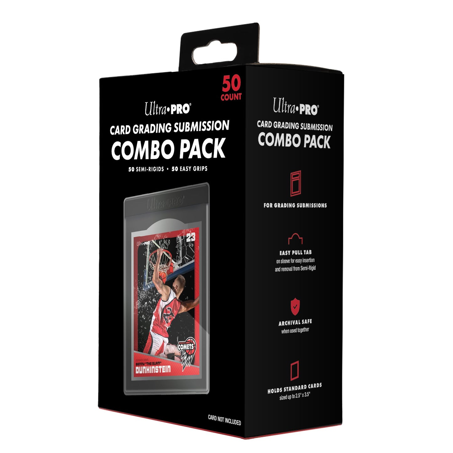 Ultra Pro 50-count Card Grading Combo Pack box, showing a basketball card in a semi-rigid holder