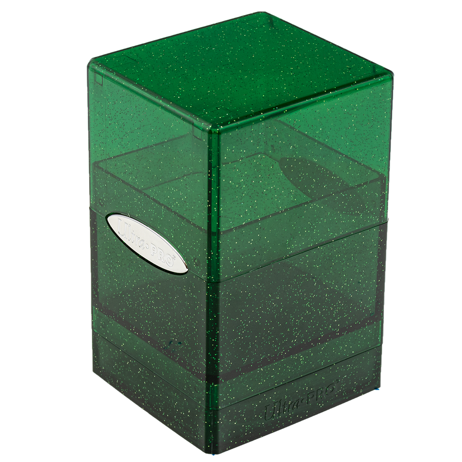 Translucent green glitter Ultra•PRO deck box for trading card storage.