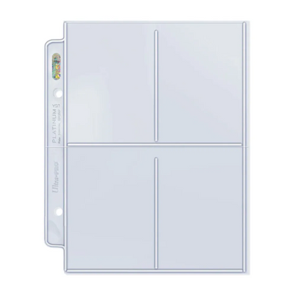 Clear Ultra Pro Platinum 4-pocket card protector page with binder holes