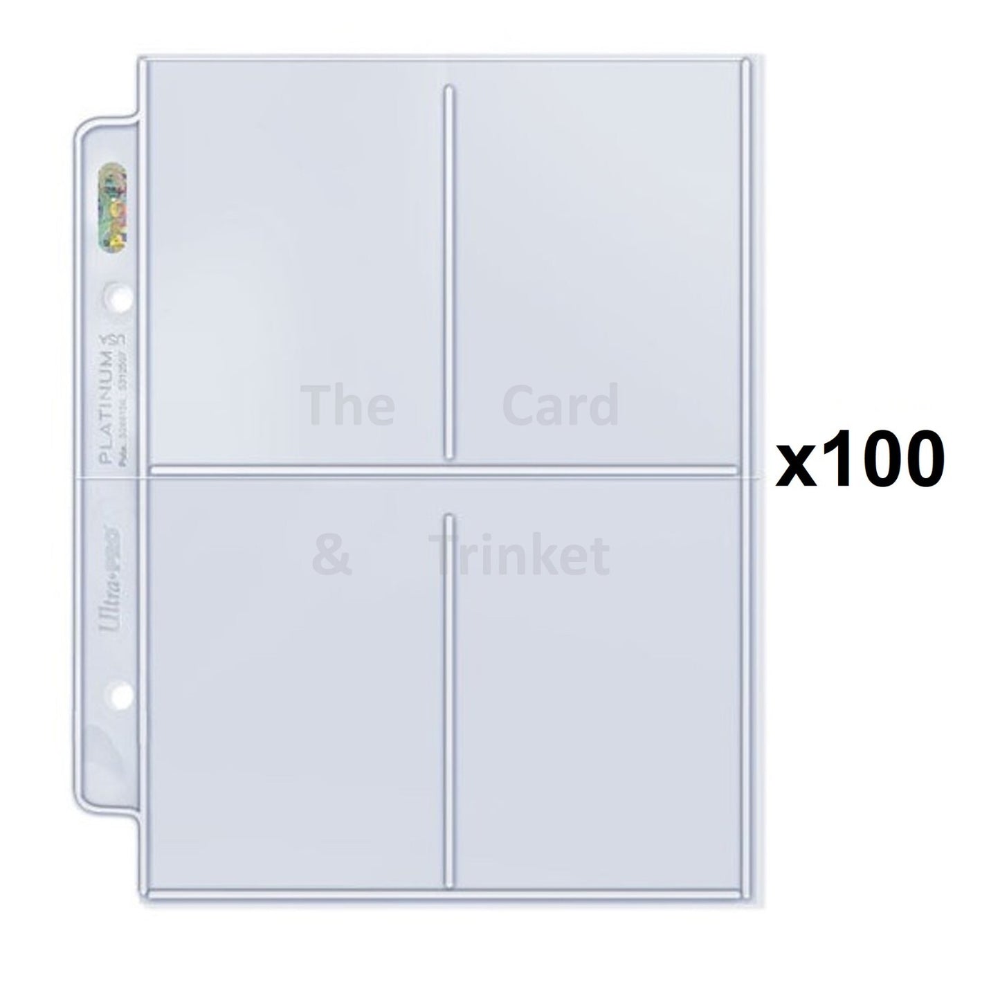 Ultra Pro Platinum 4-pocket clear binder pages for trading cards, with 2 punch holes