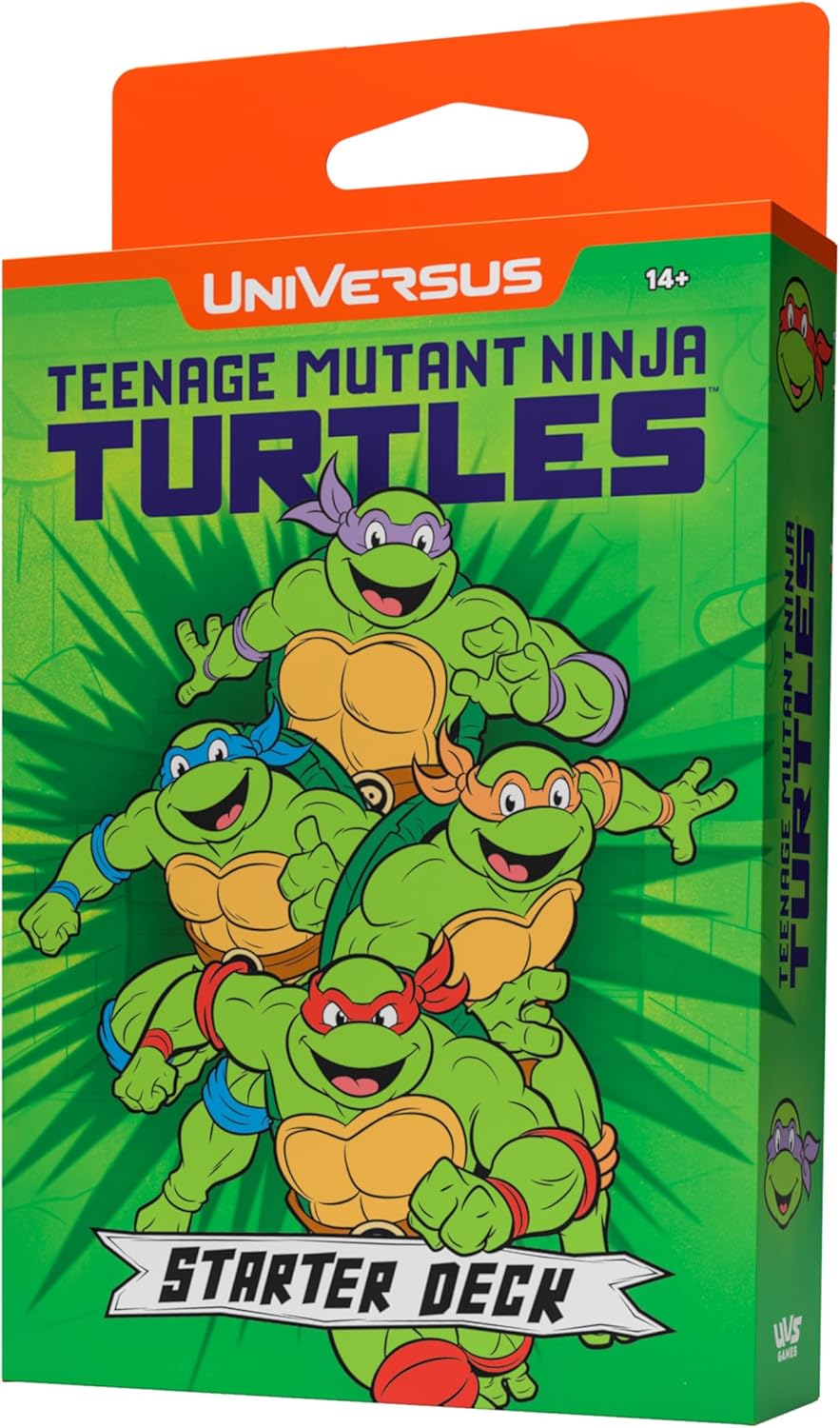 UniVersus Teenage Mutant Ninja Turtles Starter Deck box showing the four TMNT characters smiling