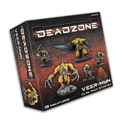 Deadzone Veer-Myn Claw Pack Starter box featuring yellow-armored, rat-like sci-fi miniatures with claws and a drill