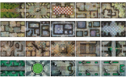 Collection of fantasy dungeon and outdoor terrain map tiles for tabletop roleplaying games