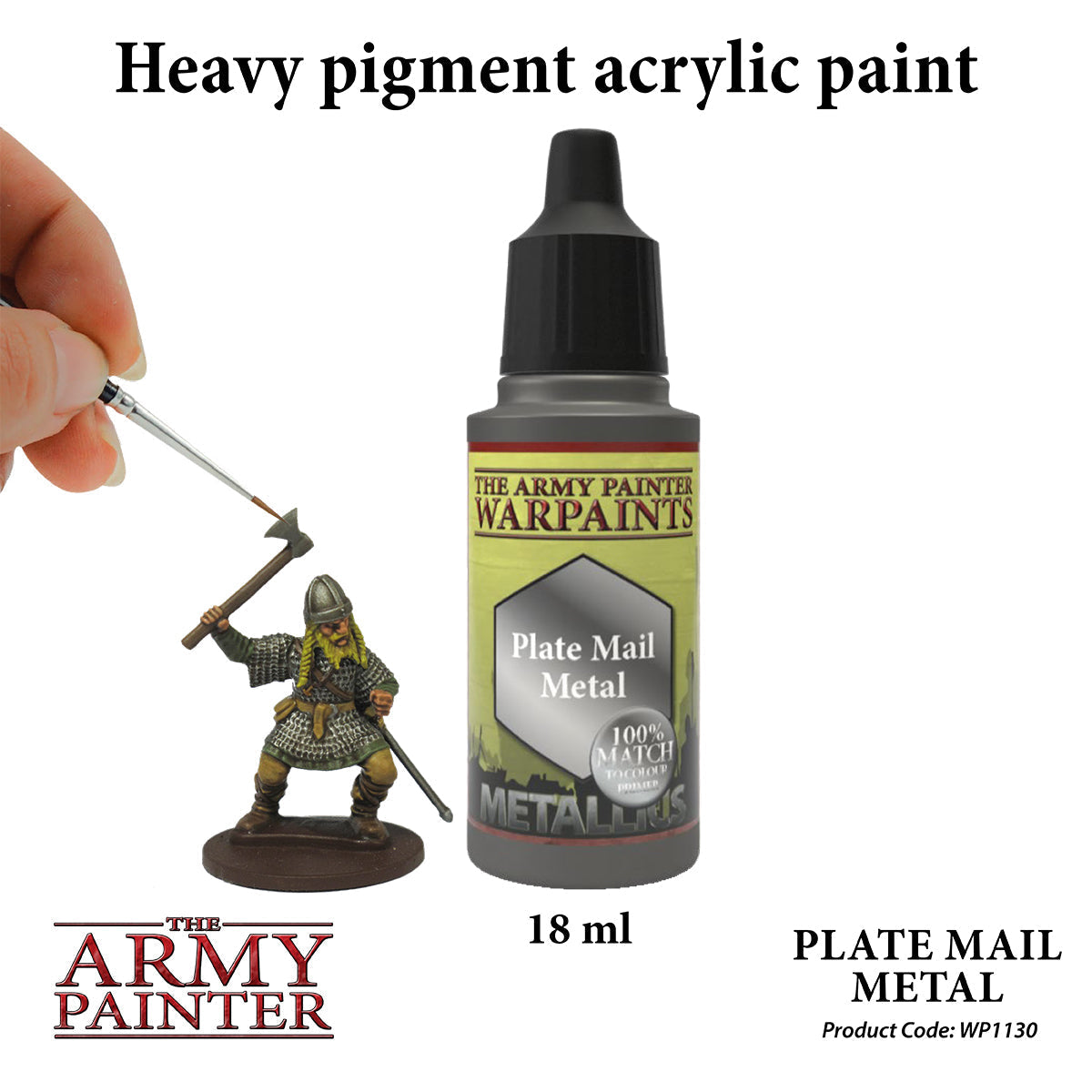 Army Painter Warpaint Metallics Acrylic Paint 18ml - Plate Mail Metal - Good Games