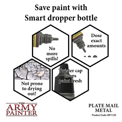 Army Painter Warpaint Metallics Acrylic Paint 18ml - Plate Mail Metal - Good Games