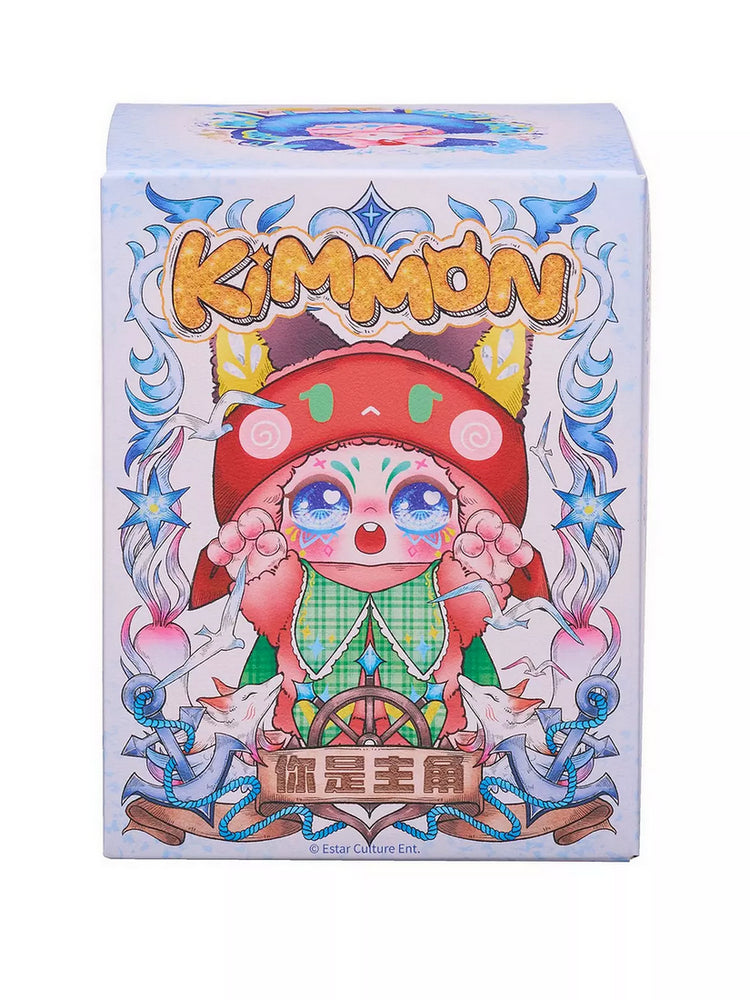 Colorful box for the KIMMON collection, Art shows a large-eyed character, anchors, and a ship wheel
