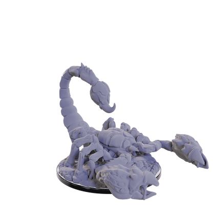 Detailed gray scorpion miniature with a raised stinger