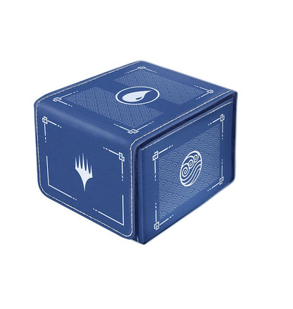 Blue TCG deck box featuring MTG Blue mana and Avatar Waterbending symbols on a blue wave pattern background