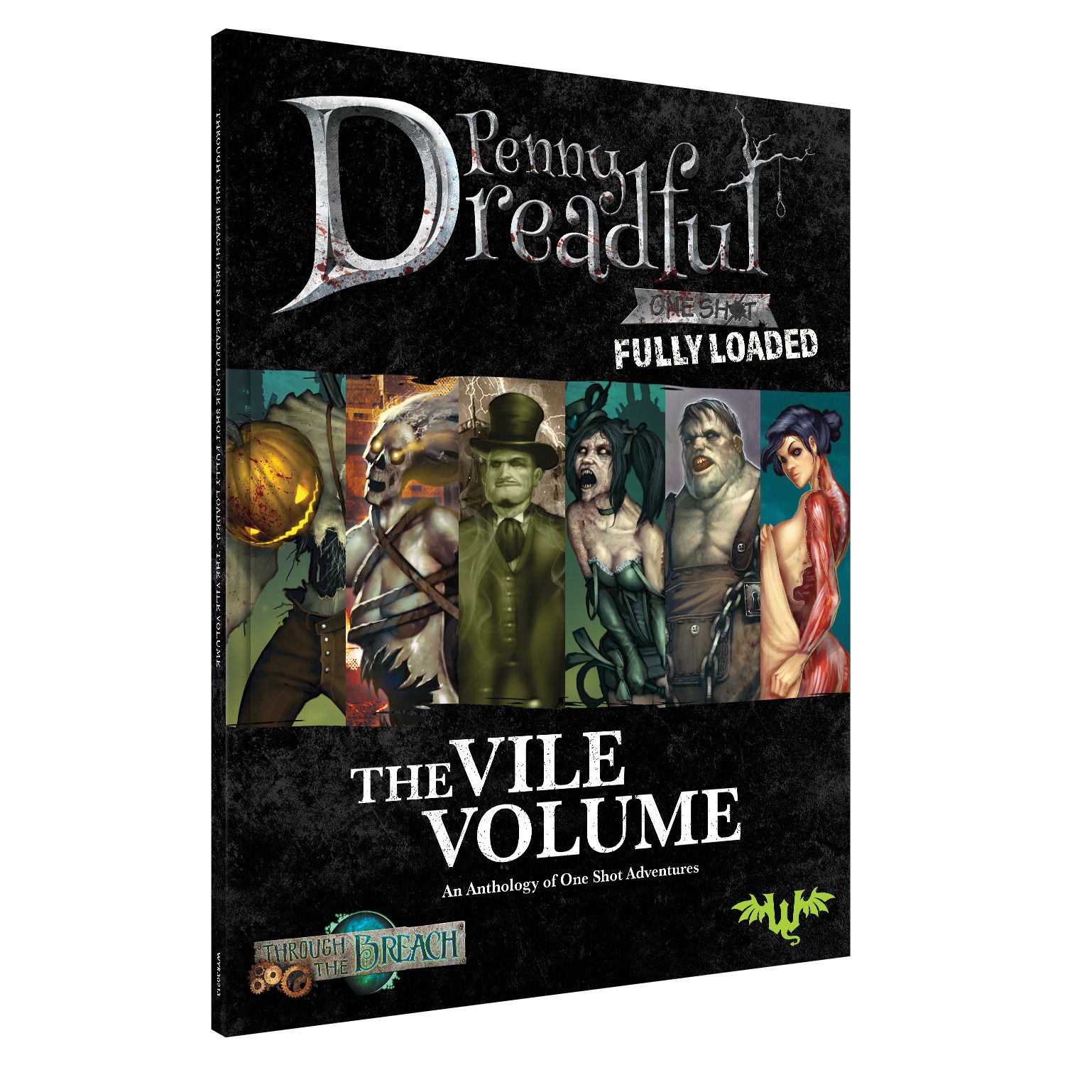 Horror anthology book cover for Penny Dreadful: The Vile Volume, showing various grotesque characters