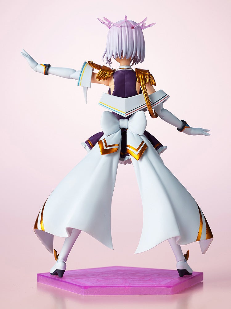 Gridman Universe Akane Shinjo articulated plastic model back view showing flowing white skirt and purple top with gold accents