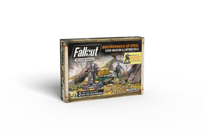 Fallout: Wasteland Warfare Brotherhood of Steel miniatures box featuring Elder Maxson and Captain Kells