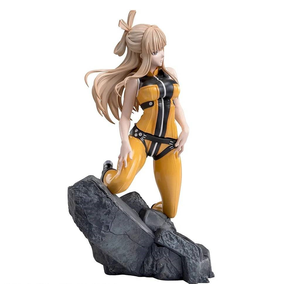 Go Go Loser Ranger Luminasta Yumeko Suzukiri figure in yellow bodysuit on rock base