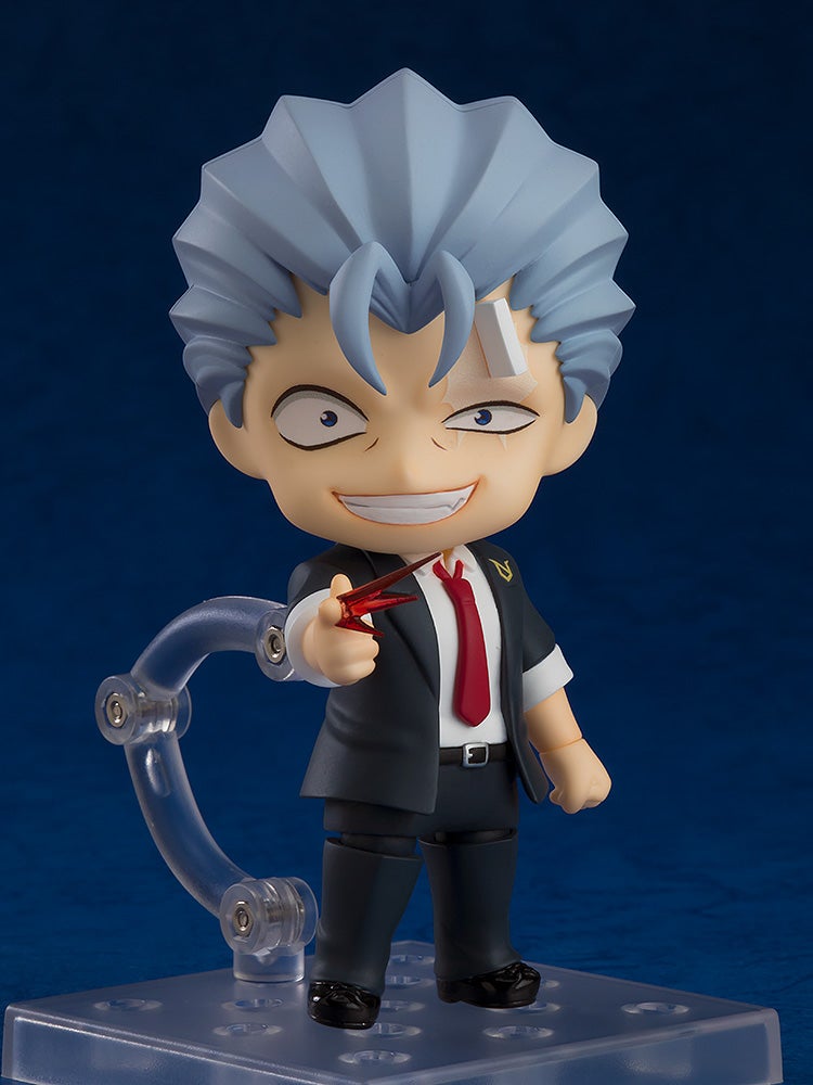 Andy Nendoroid holding a large black weapon with intense expression and dynamic motion effect