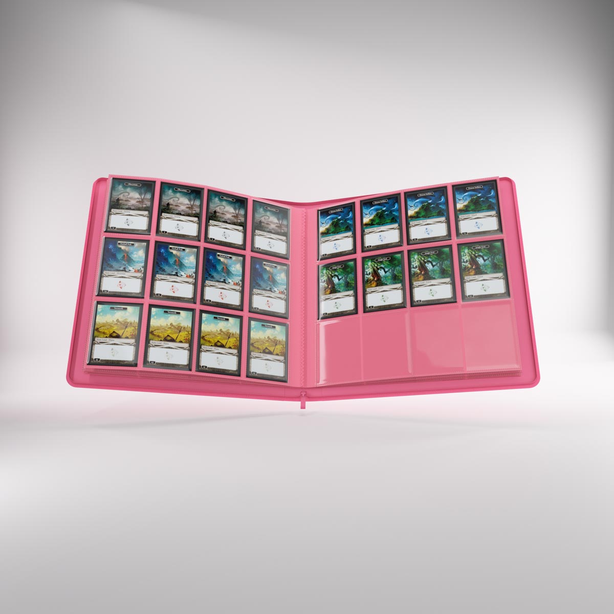 Open Zip-Up album displaying multiple collectible cards in sleeves